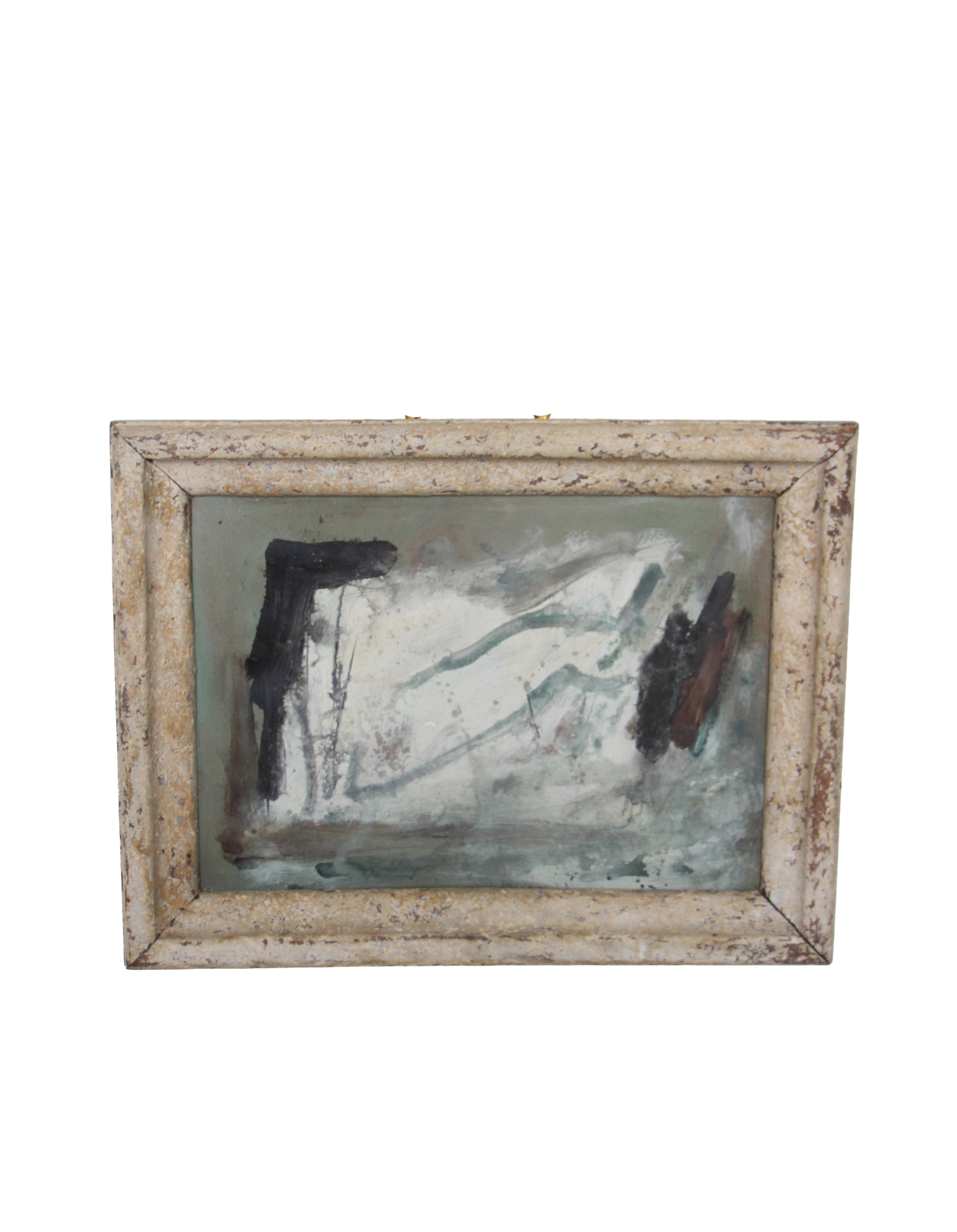 Vintage Green and Black Abstract Painting