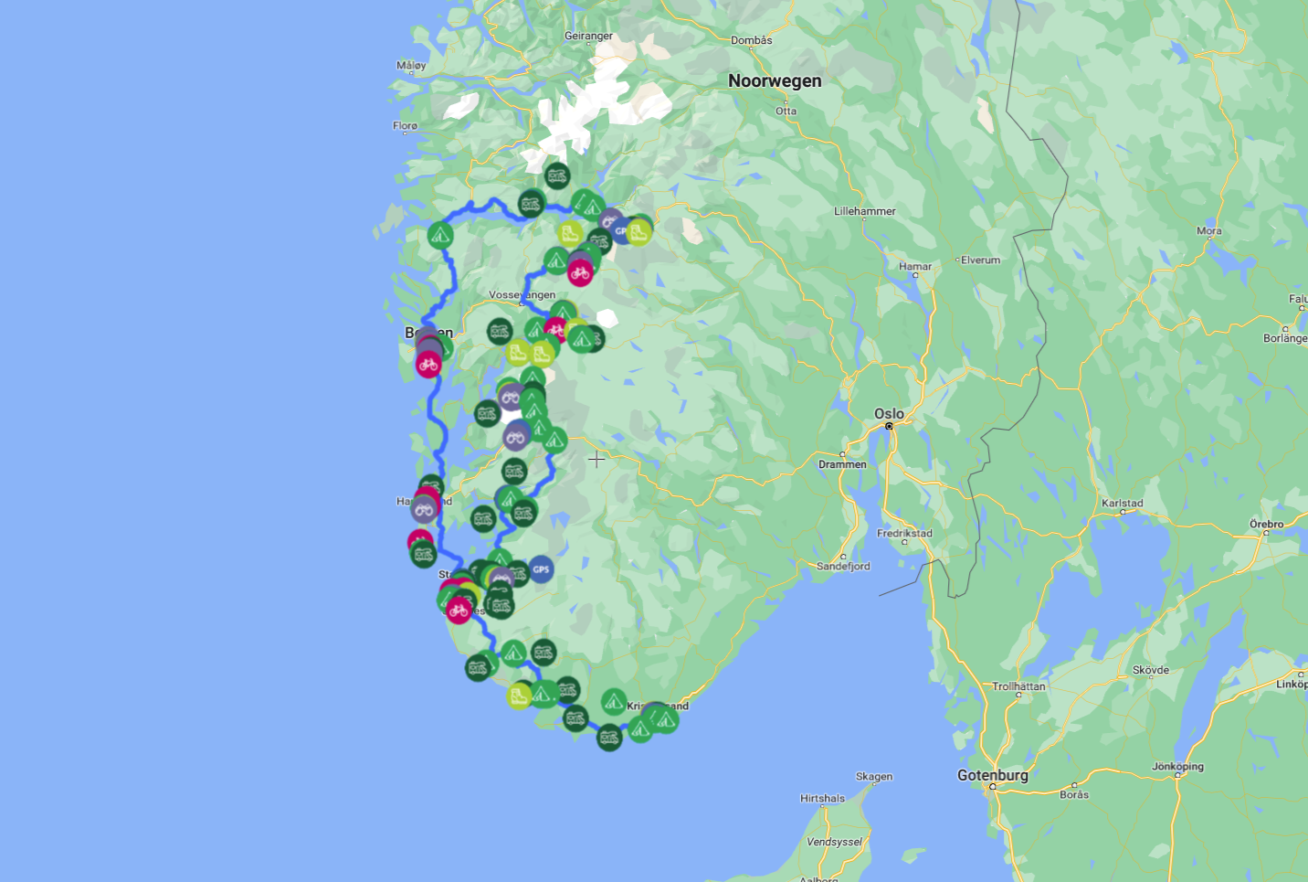 Le sud de la Norvège et les fjords