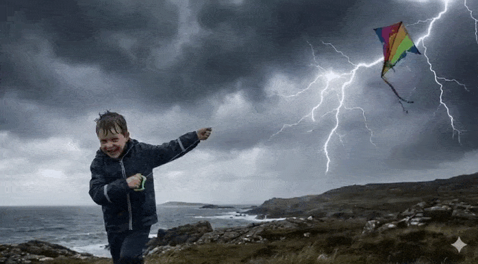 Como el niño que vuela una cometa🪁 en la tormenta ⛈️ De Manu Galán para www.ManuGalan.com