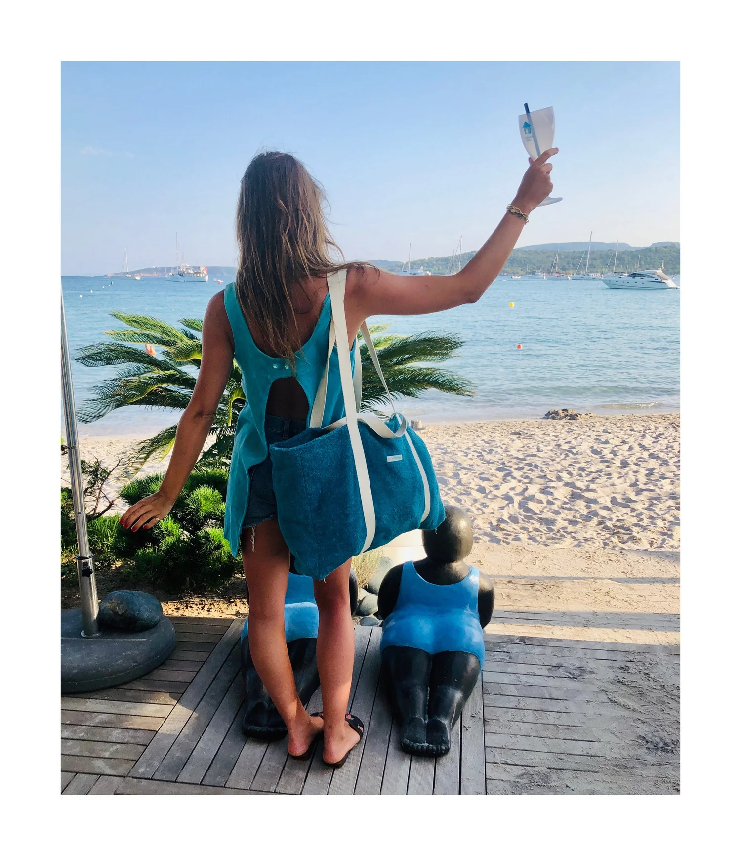 Robe Tunique Blanche Et Bleue Favolook - Taille S, Neuve Avec étiquette - Style Kaftan Plage