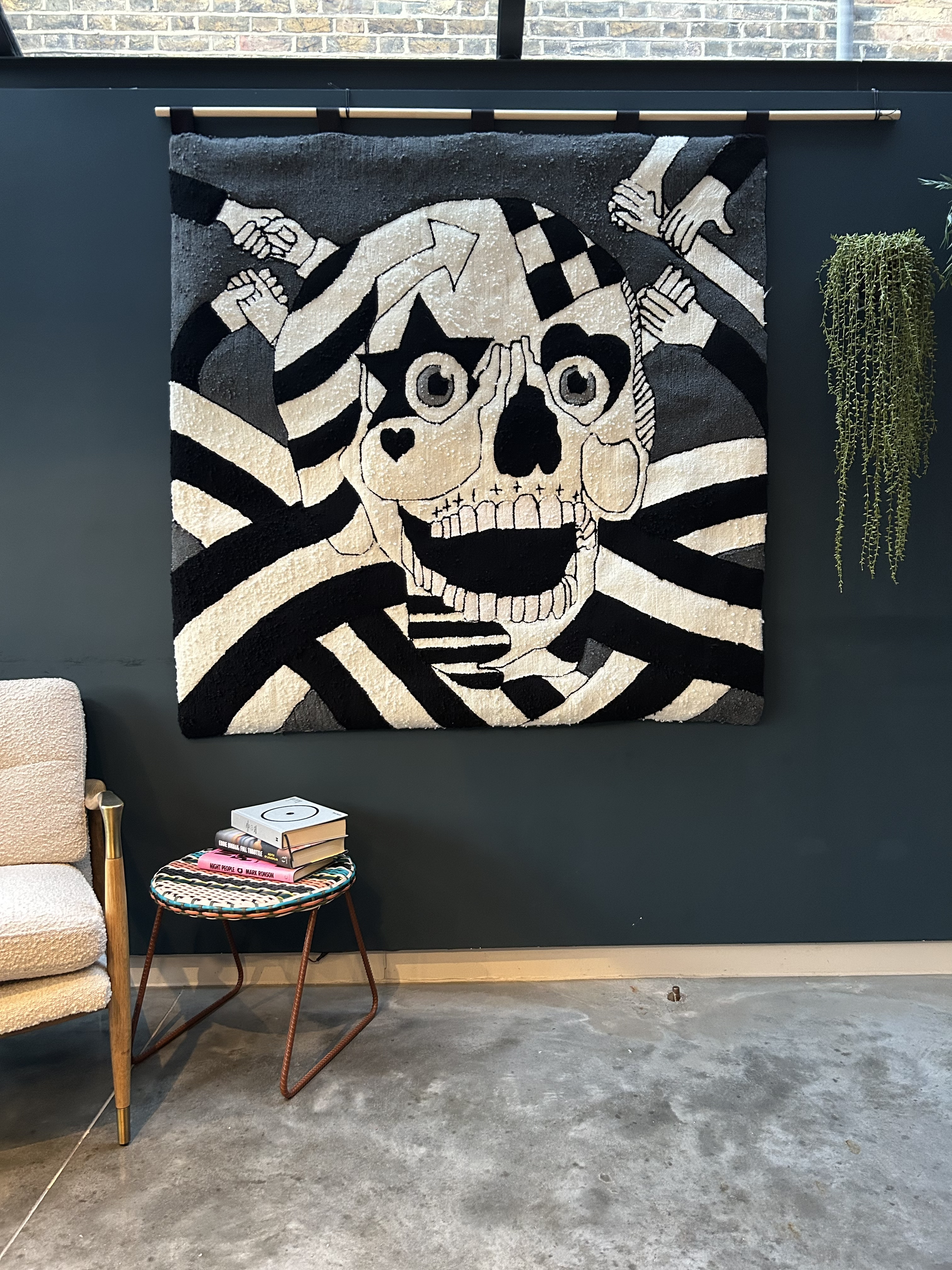 Tracks' (interior shot)
2024
Large hand woven wall hanging 
140 x 140cm