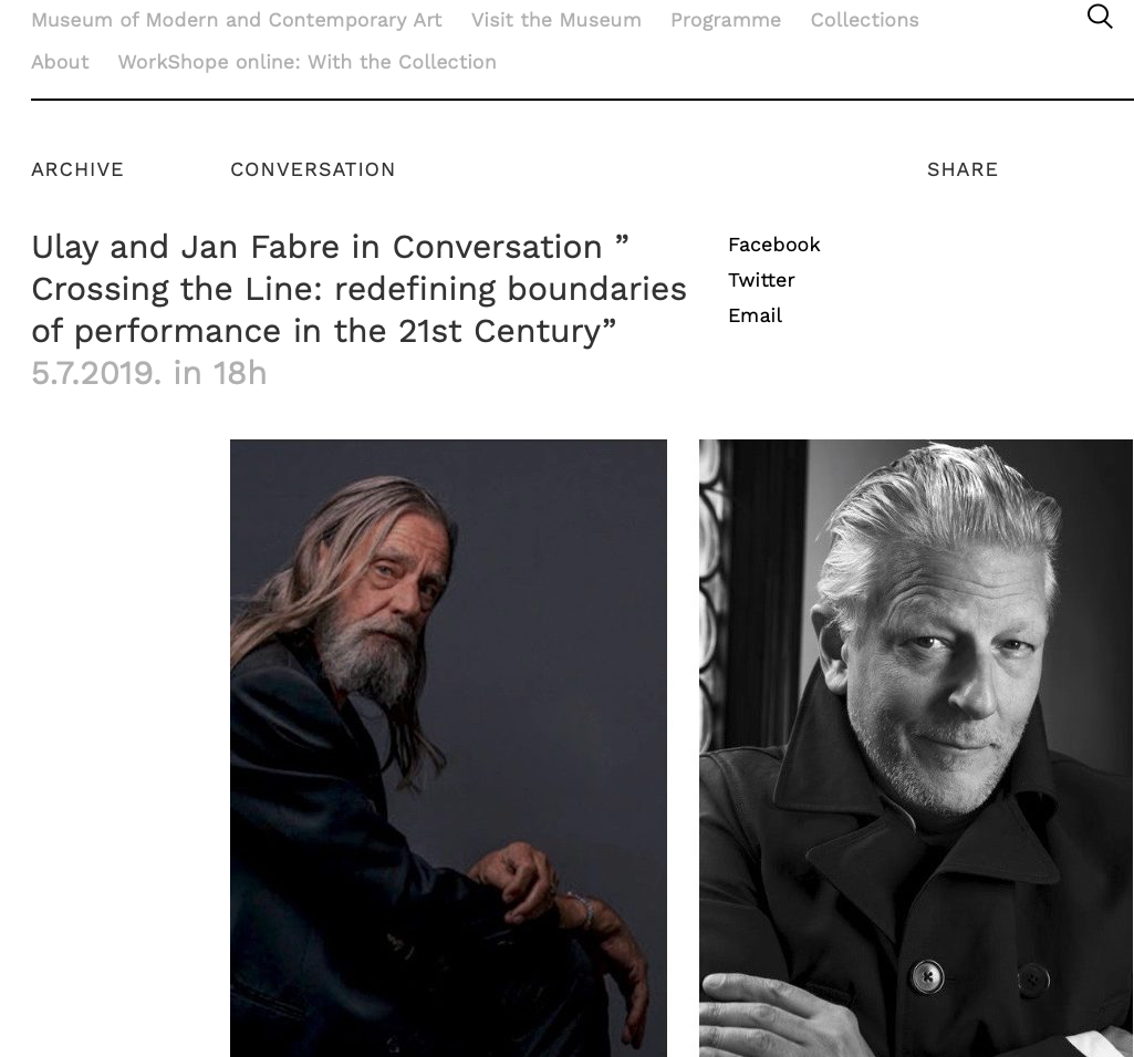 Ulay and Jan Fabre in Conversation 