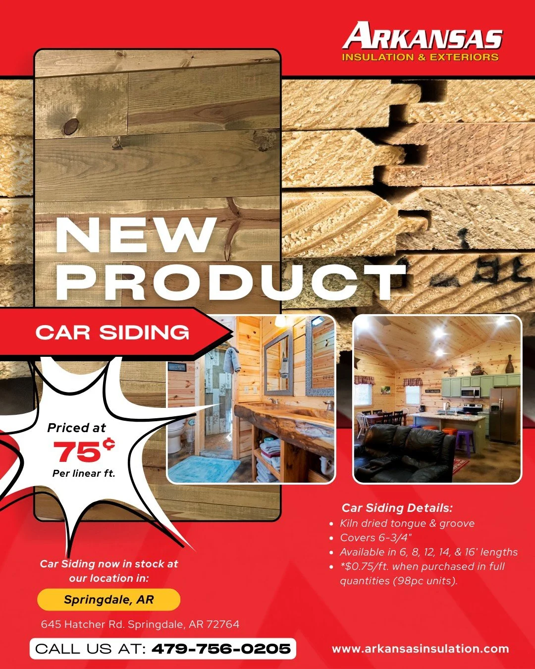 🔥 NEW PRODUCT ALERT &ndash; Car Siding Now in Stock! 🔥

Bring warmth, character, and that classic wood finish to your home or project with our kiln-dried tongue &amp; groove car siding.

✔ Covers 6-3/4&rdquo;
✔ Available in 6&rsquo;, 8&rsquo;, 12&r