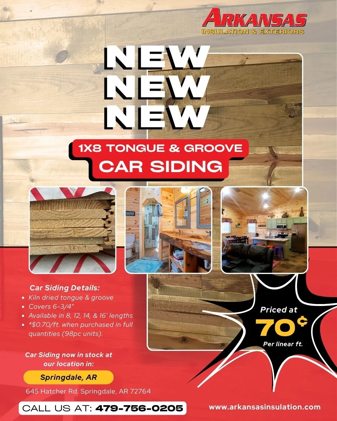🔥 NEW PRODUCT ALERT &ndash; Car Siding Now in Stock! 🔥

Bring warmth, character, and that classic wood finish to your home or project with our kiln-dried tongue &amp; groove car siding.
✔ Covers 6-3/4&rdquo;
✔ Available in 8&rsquo;, 12&rsquo;, 14&r