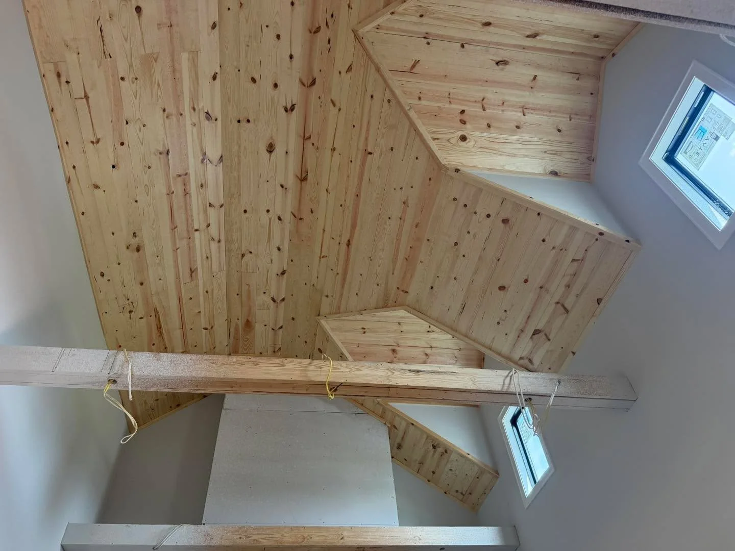 Here&rsquo;s a fresh install of our 1x6 car siding as an interior accent ceiling. we came back to see it after paint - it looks awesome!