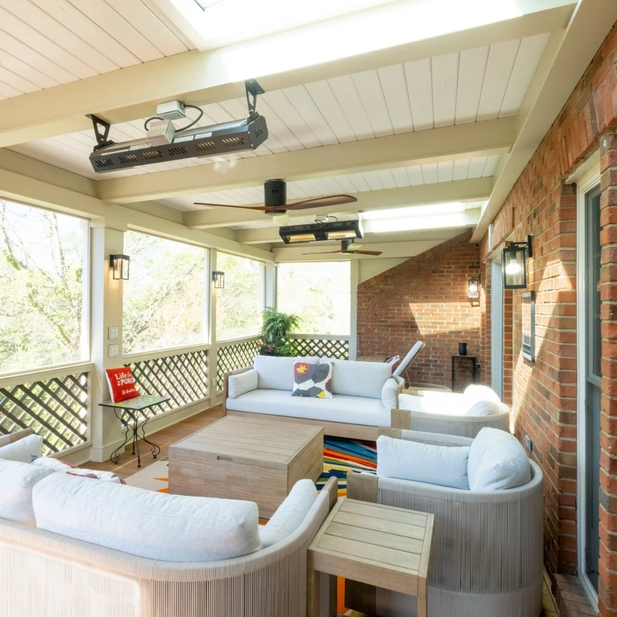 Extra special privacy abounds with this second story screened porch ...