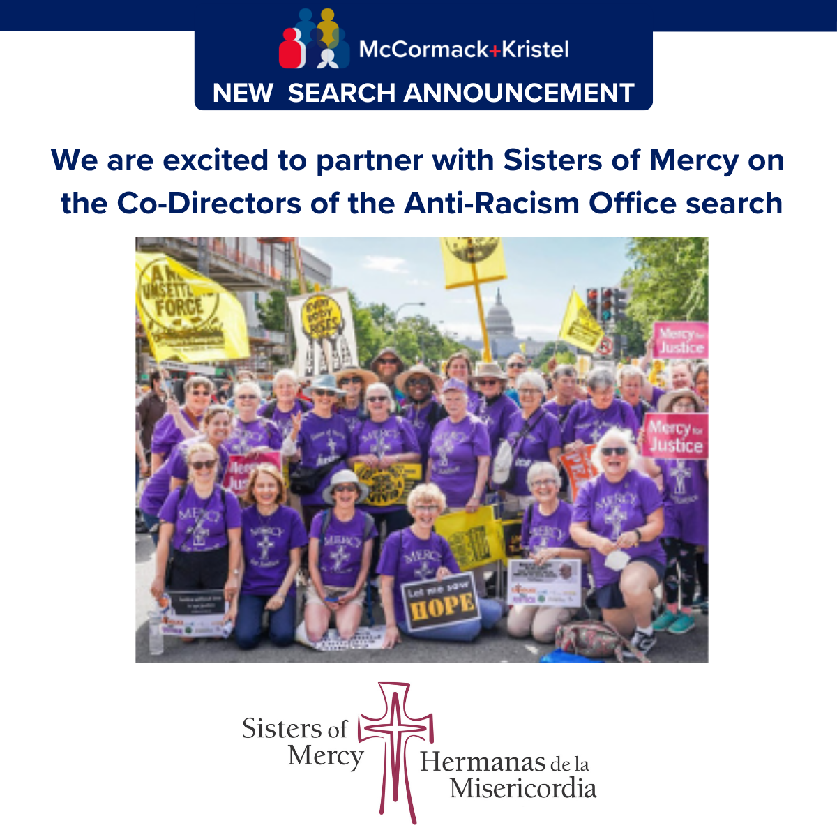 New Search Announcement: Sisters of Mercy of the Americas, Co-Directors of the Anti-Racism Office