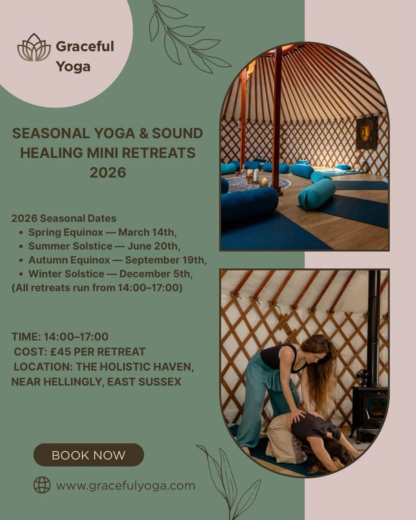 🌿 2026 Seasonal Mini Retreat Dates Are Here 🌿😃

Each year, I open the dates for my small, intimate seasonal mini retreats and today, I&rsquo;m delighted to share the 2026 calendar with you! 

These afternoons are gentle invitations to step out of 