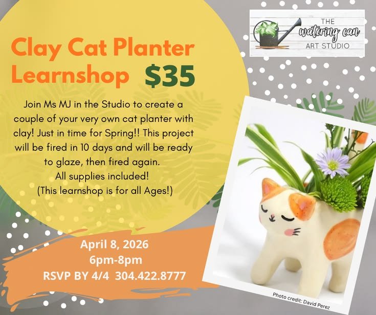Spring Break Clay Camp: Cat Planter Learnshop