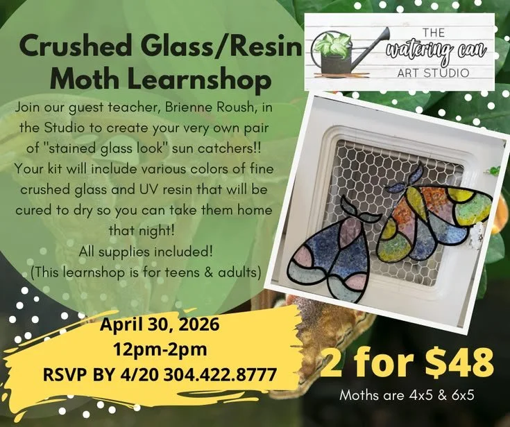 Crushed glass/UV resin Moths Learnshop