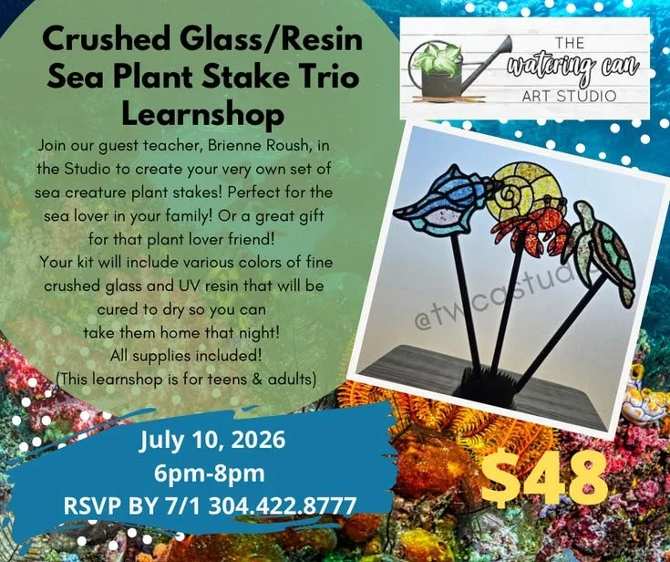 Crushed Glass/Resin Sea Plant Stake Trio Learnshop 