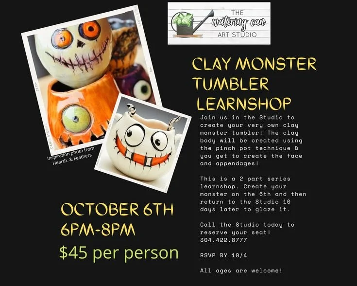 Image shows photos of grinning monster tumbler cups.