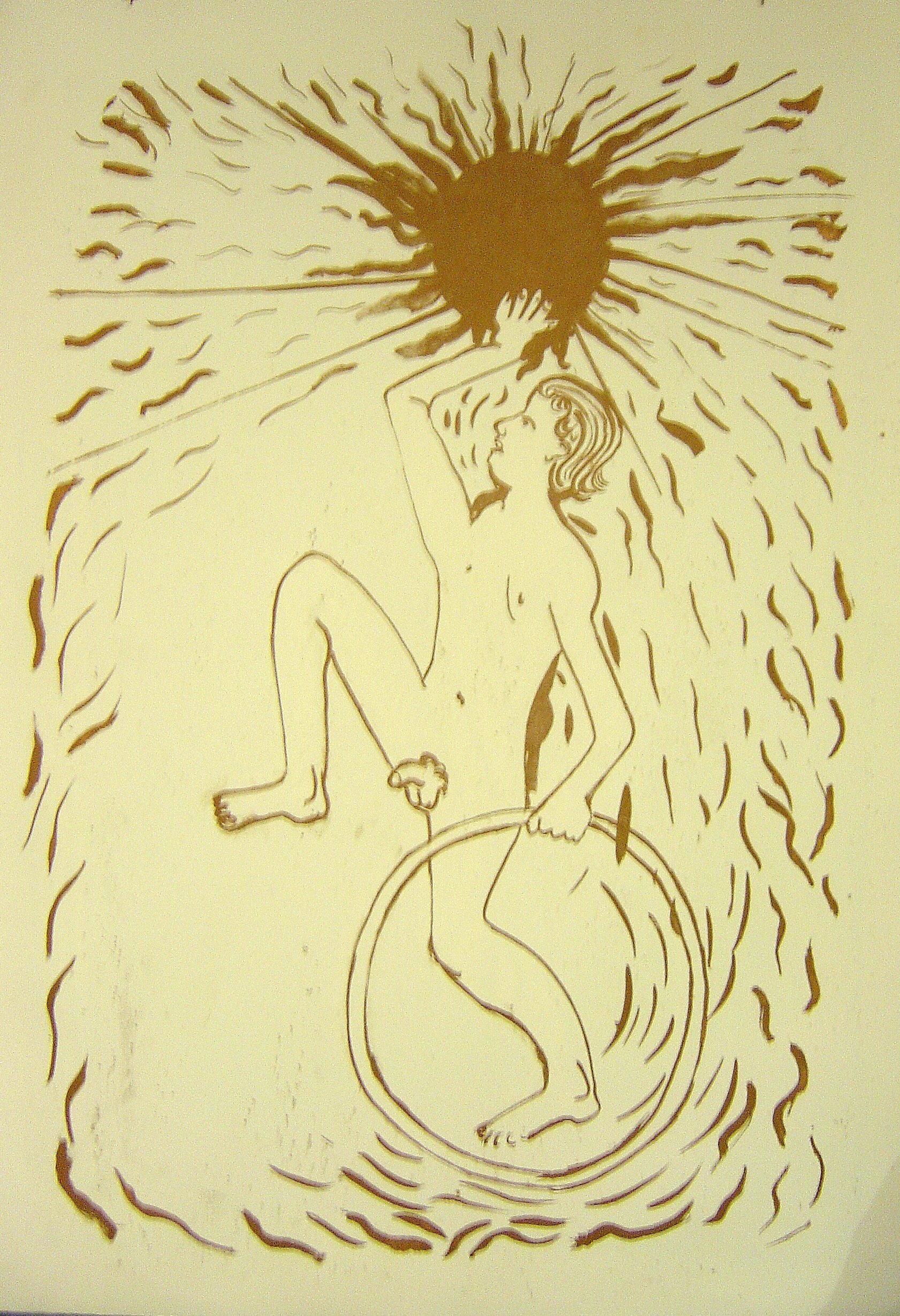 Man and Sun - etching