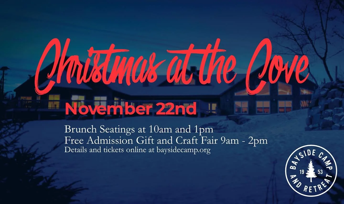 Calling all vendors! 
Register online today to get your table at this years Christmas at the Cove! 
www.baysidecamp.org
