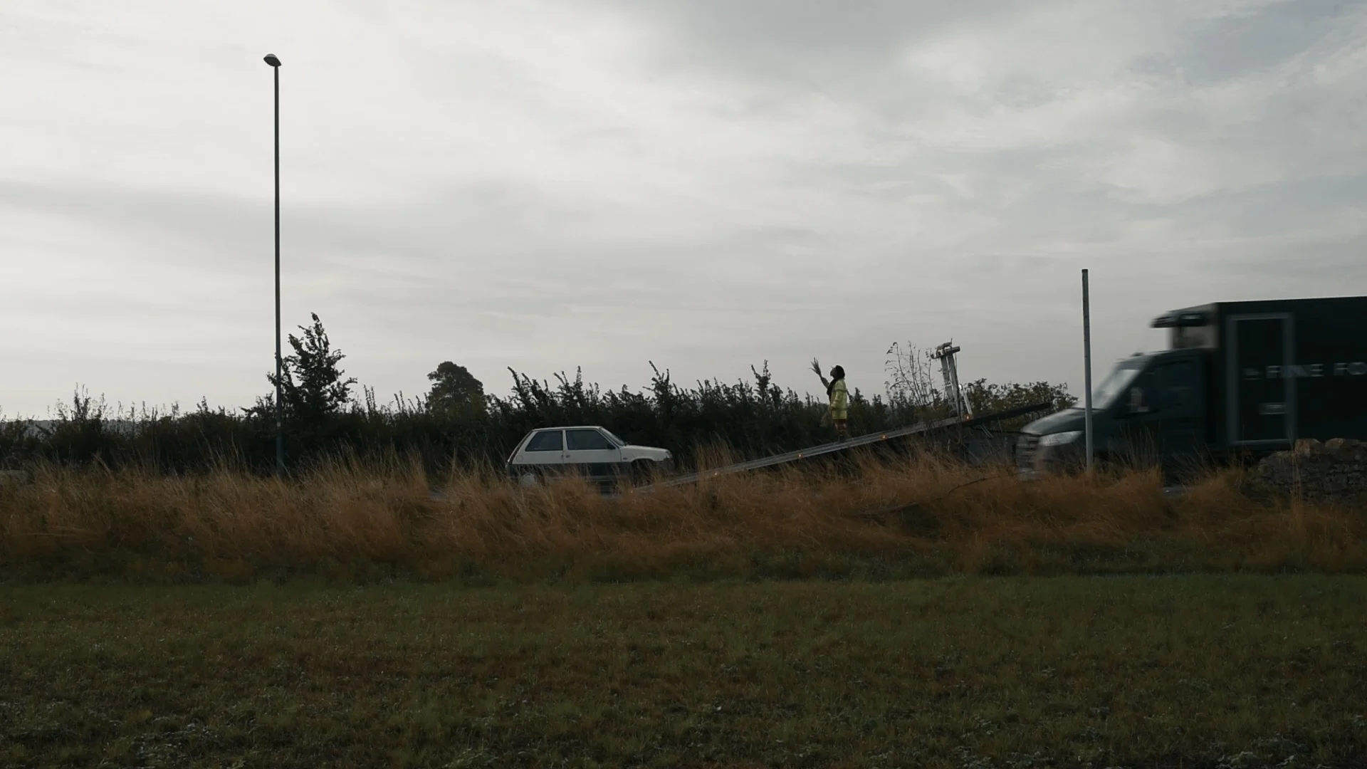 Still from moving image work ROADWYTCH exsisting work to be included in exhibtion . 