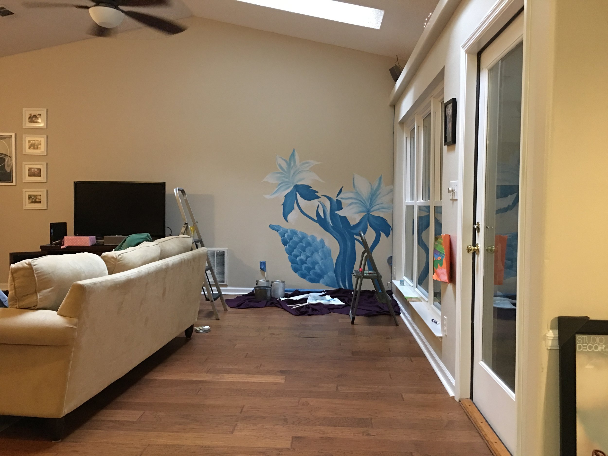 Residential Mural - Sharks - Latex and Sharpie