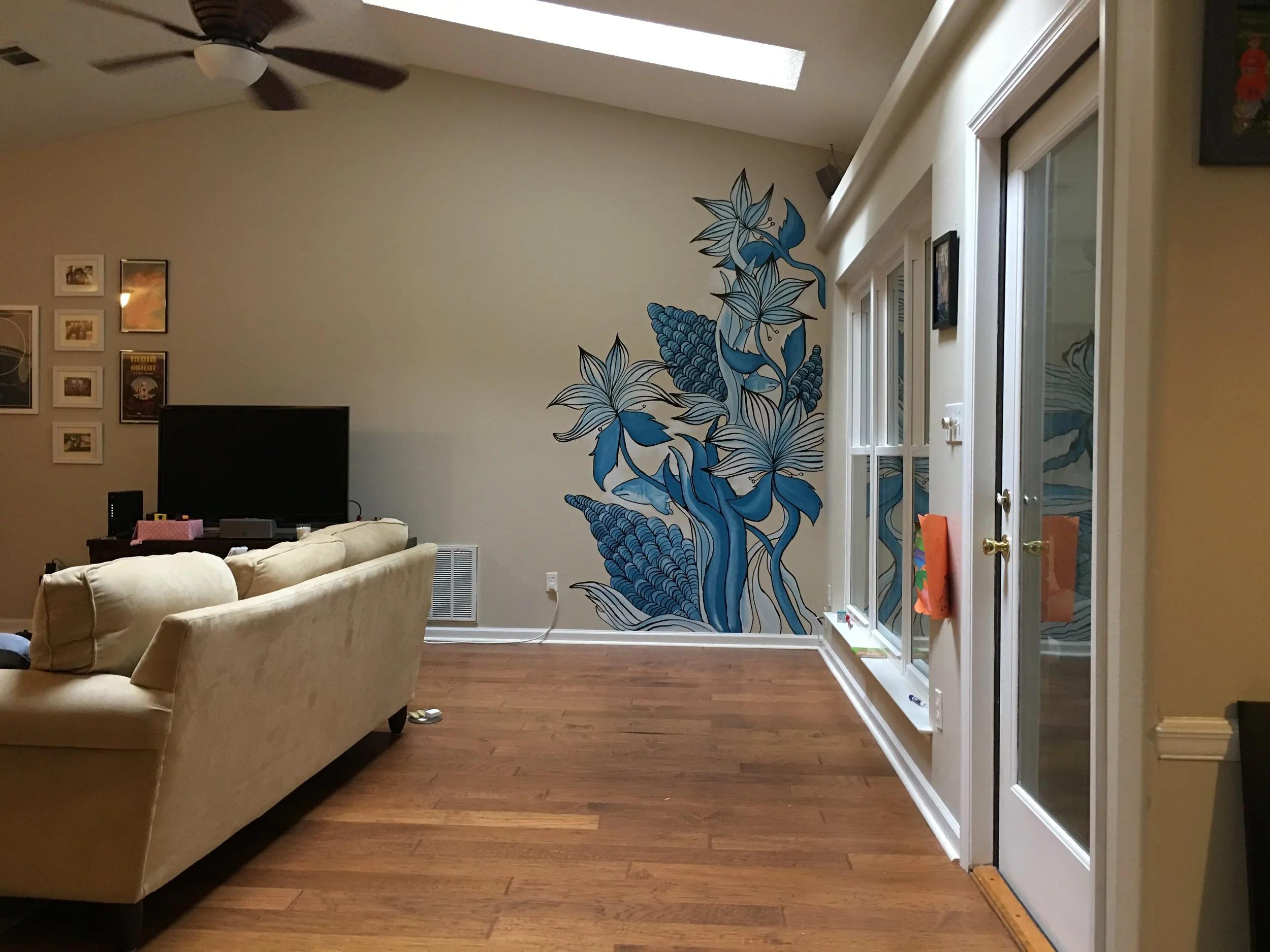 Residential Mural - Sharks - Latex and Sharpie