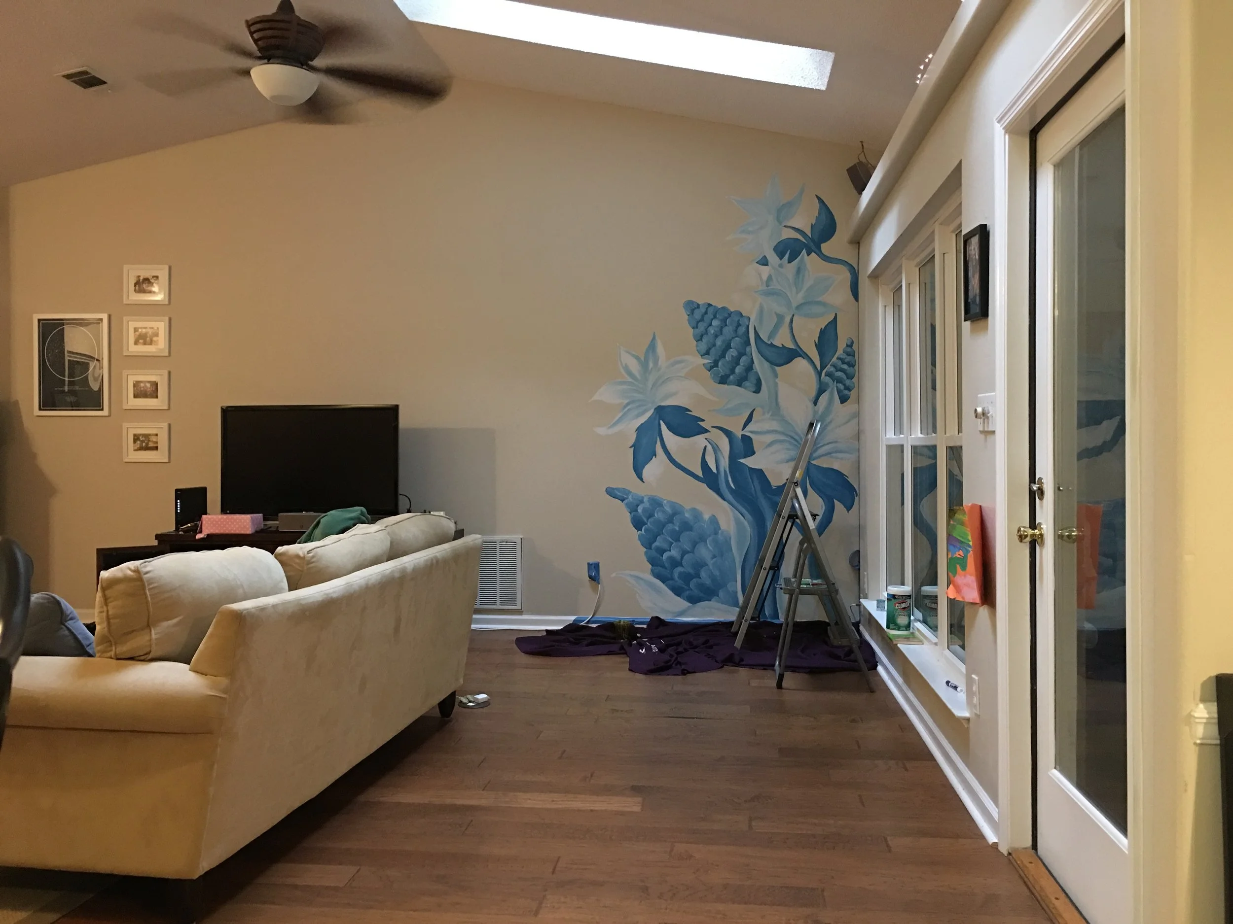 Residential Mural - Sharks - Latex and Sharpie