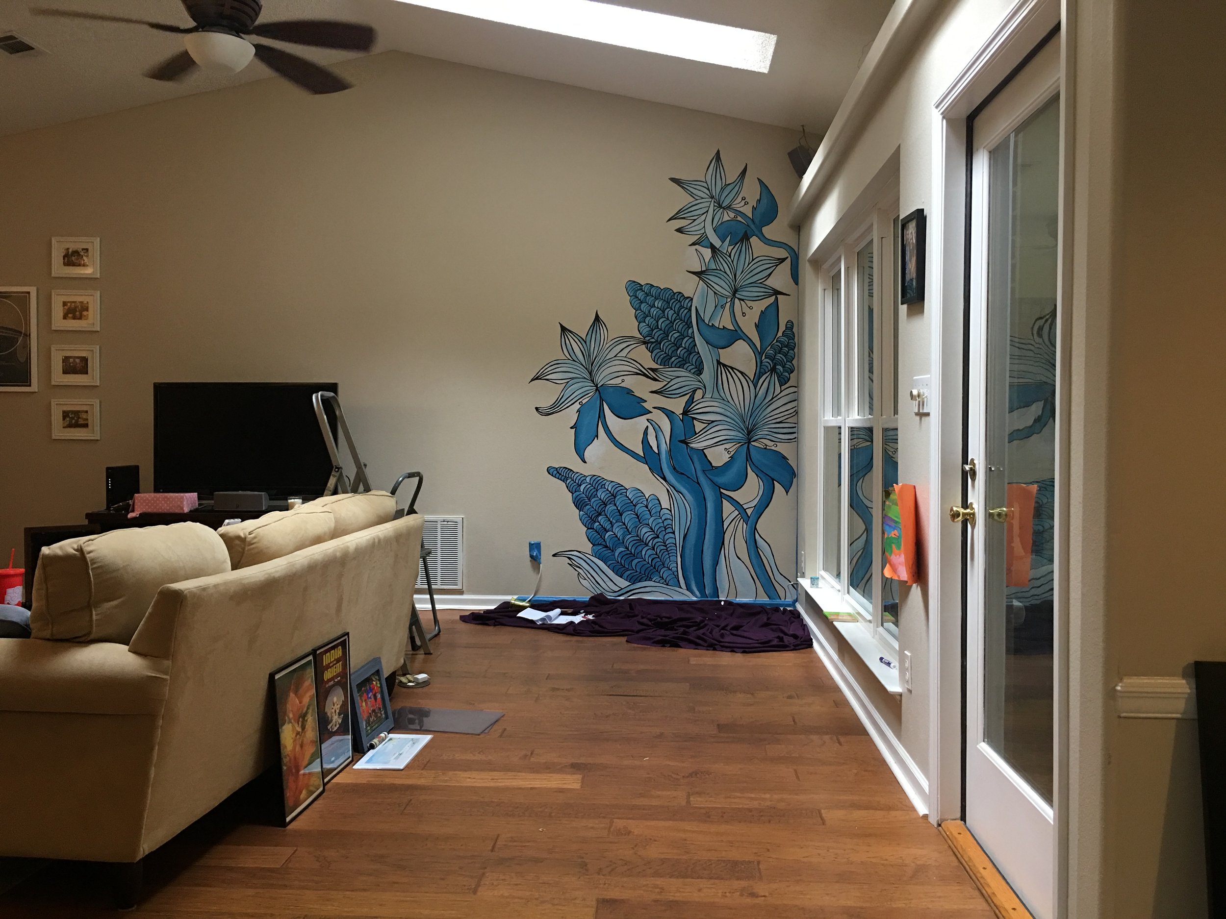 Residential Mural - Sharks - Latex and Sharpie