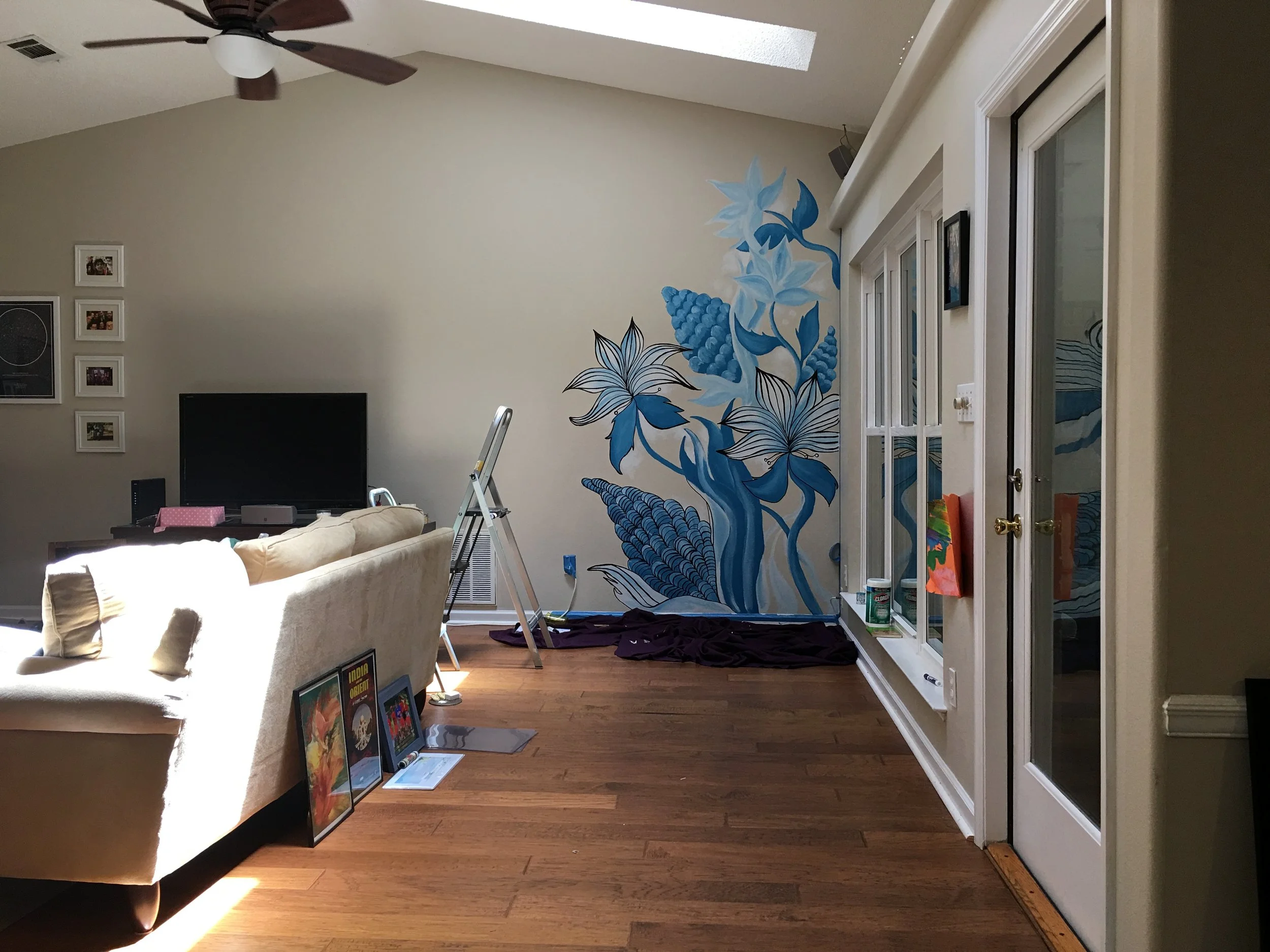 Residential Mural - Sharks - Latex and Sharpie