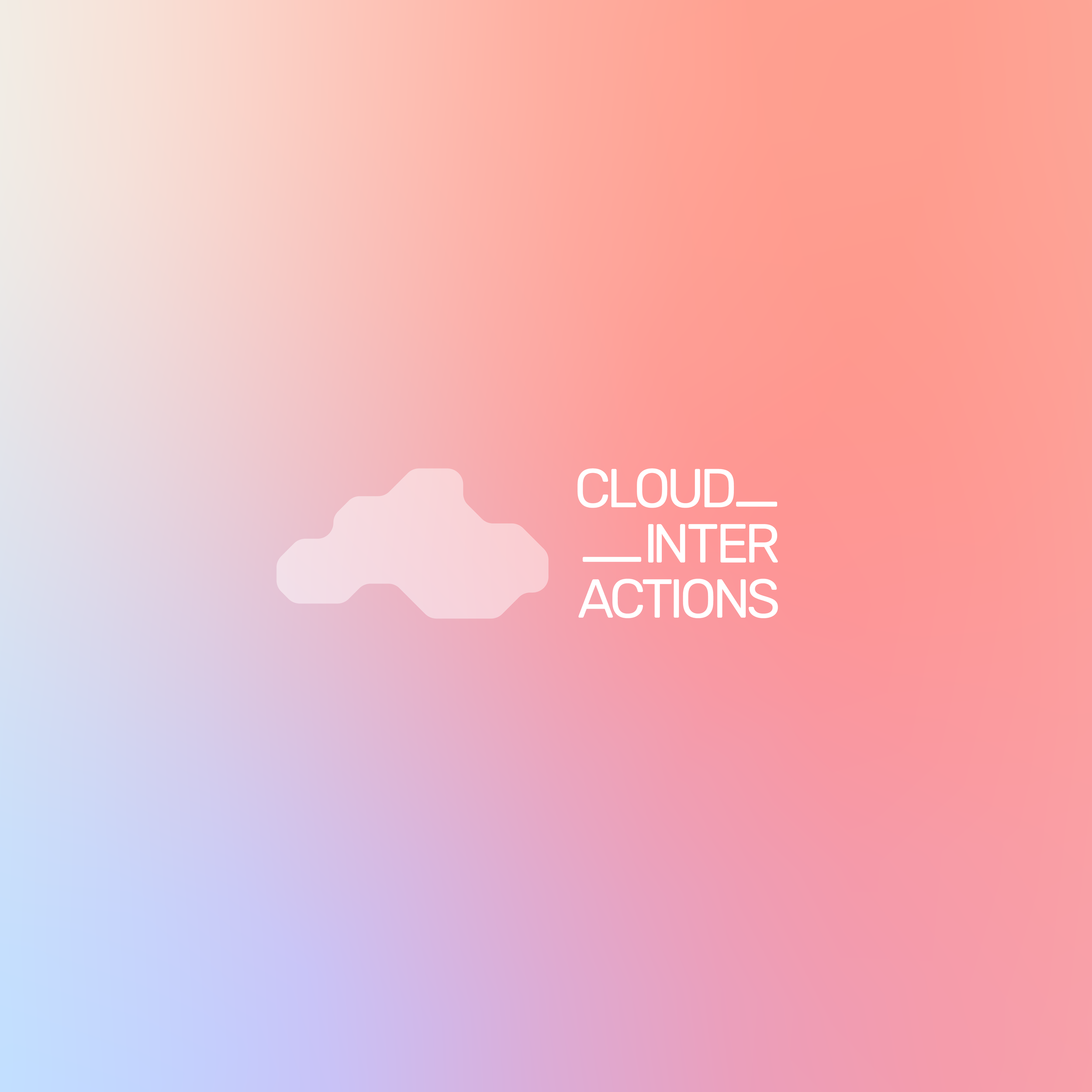 Light pink and blue gradient background with a white cloud icon and the words 'CLOUD_INTERACTIONS'.