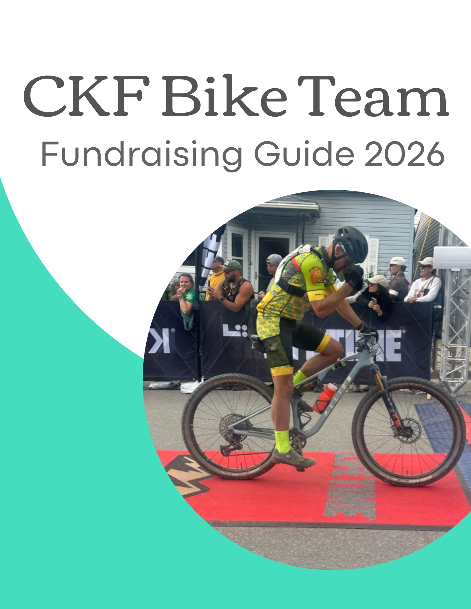 The cover of a fundraising guide with an image of a biker