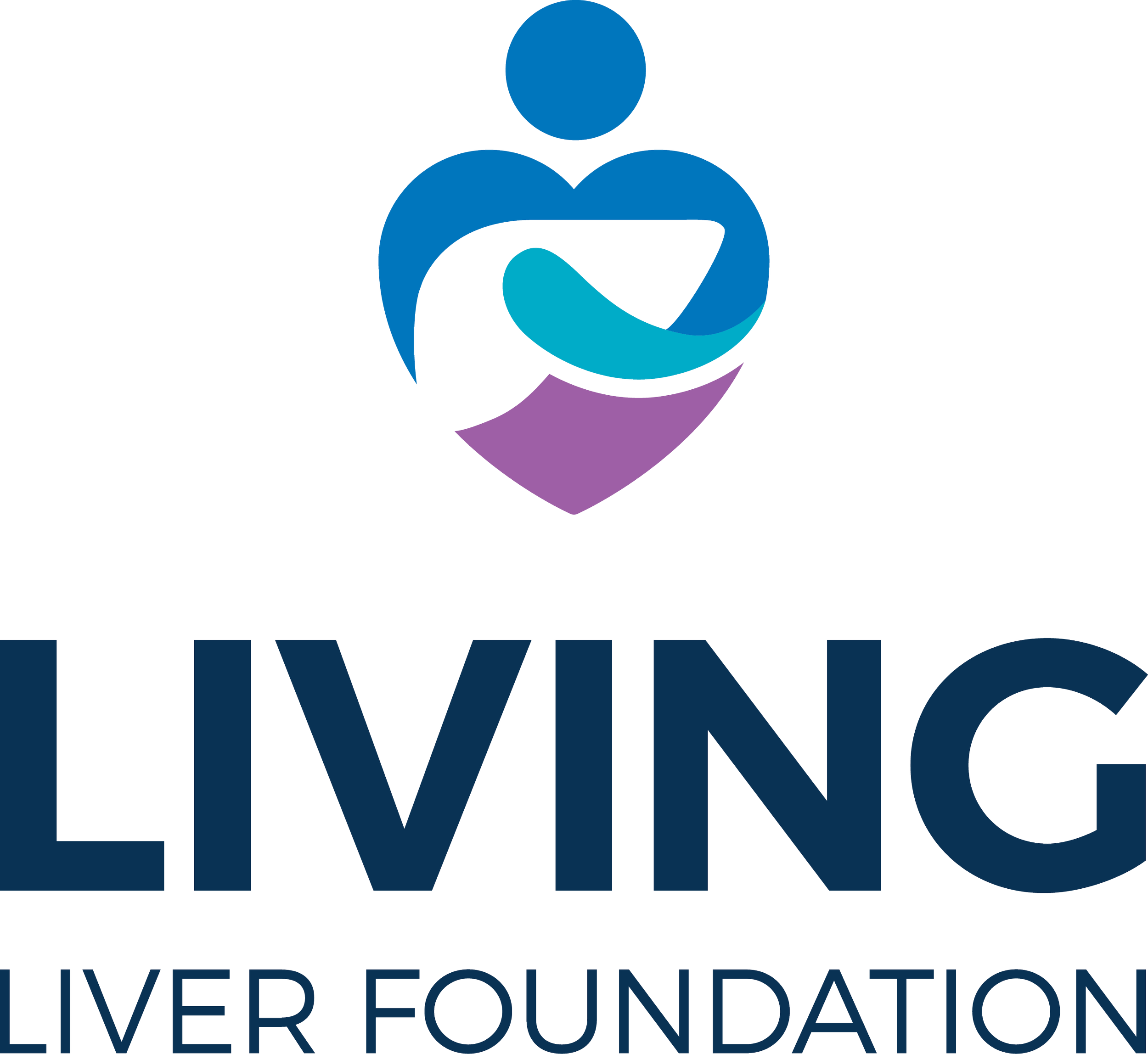 Logo of LIVNG Liver Foundation featuring a stylized human figure embracing a heart-encased liver, with the foundation name beneath.