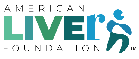 Logo of the American Liver Foundation featuring stylized liver shape and text.
