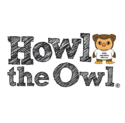 Text reads 'Howl the Owl' with a cartoon owl holding a sign that says 'Howl. Hello, Owl with Love.'
