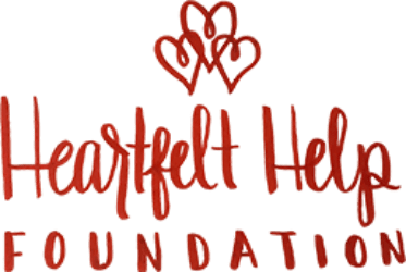 Heartfelt Help Foundation logo with three intertwined red hearts above the name.