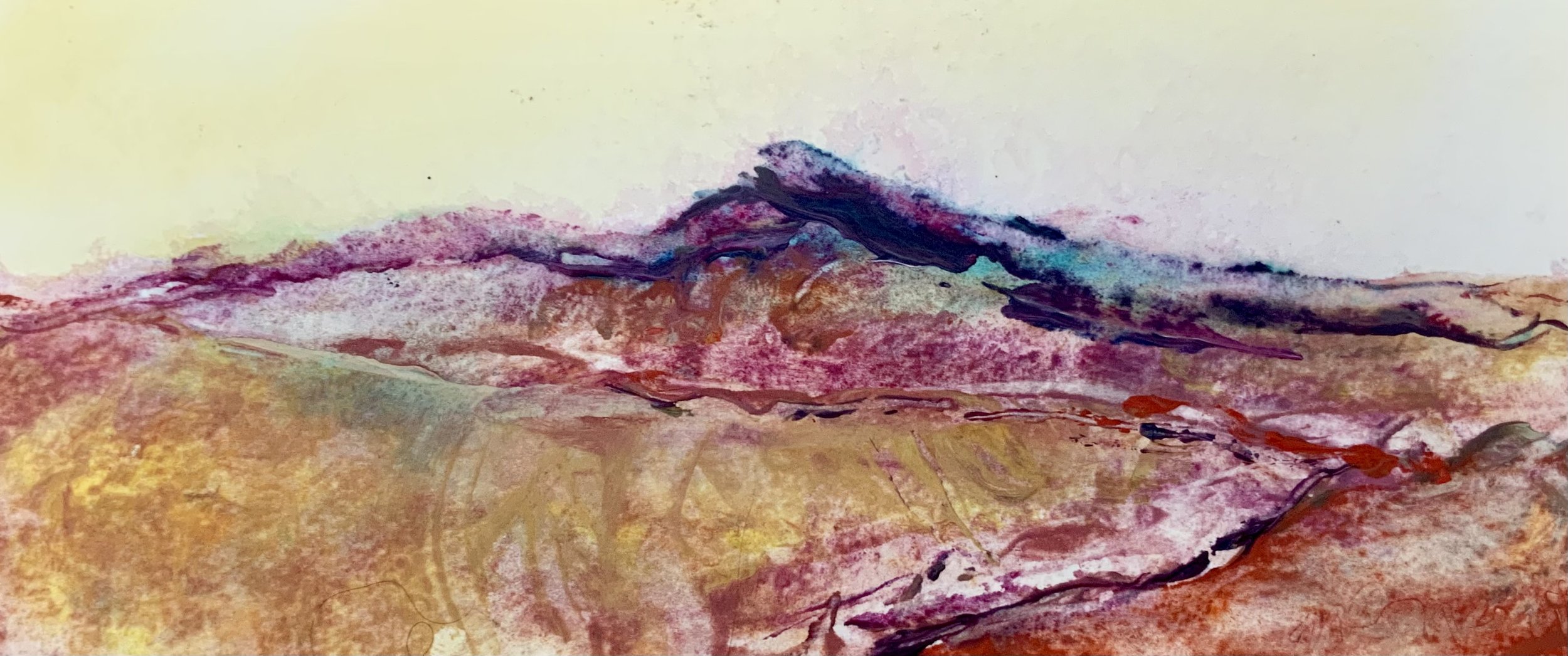 The Ridge
A simple dominating point, with some more subtle touches.
11 x 27cms mixed media on paper. £65
