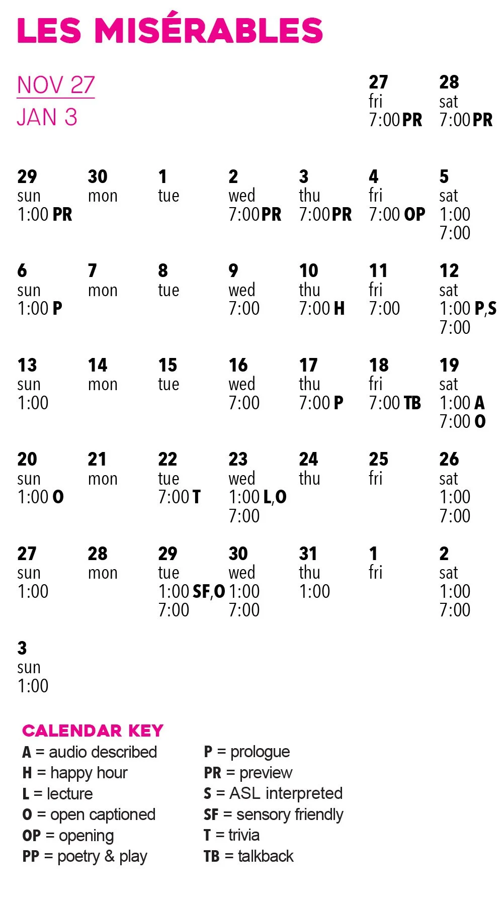 Les Mis Calendar