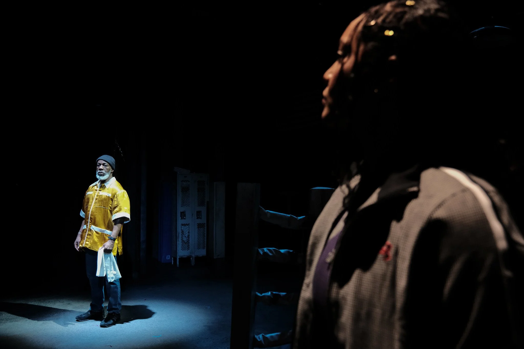 Jeorge Bennett Watson and Rebecca S'manga Frank in the world premiere production of "Relentless" by Rae Binstock at Syracuse Stage. Feb. 4 - 22, 2026. Photo by Mike Davis.