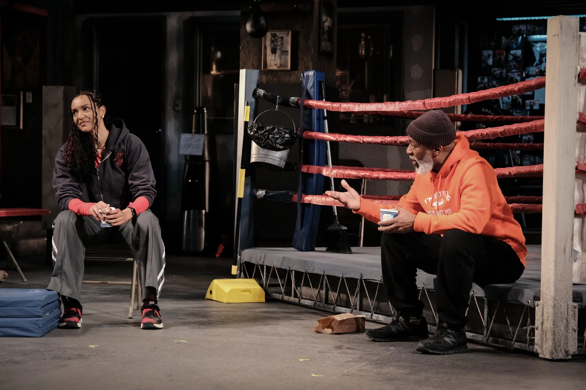 Jeorge Bennett Watson and Rebecca S'manga Frank in the world premiere production of "Relentless" by Rae Binstock at Syracuse Stage. Feb. 4 - 22, 2026. Photo by Mike Davis.