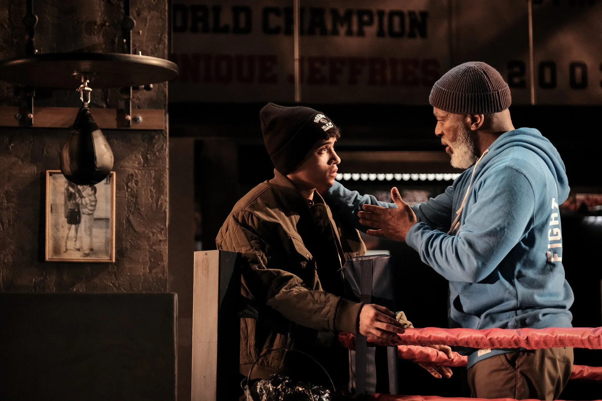 David Harrison Pralgo and Jeorge Bennett Watson in the world premiere production of "Relentless" by Rae Binstock at Syracuse Stage. Feb. 4 - 22, 2026. Photo by Mike Davis.