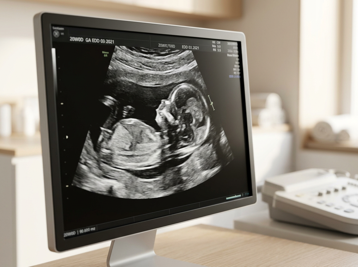 Diagnostic pregnancy ultrasound showing a fetal profile at Space Coast Ultrasound in Satellite Beach, Florida
