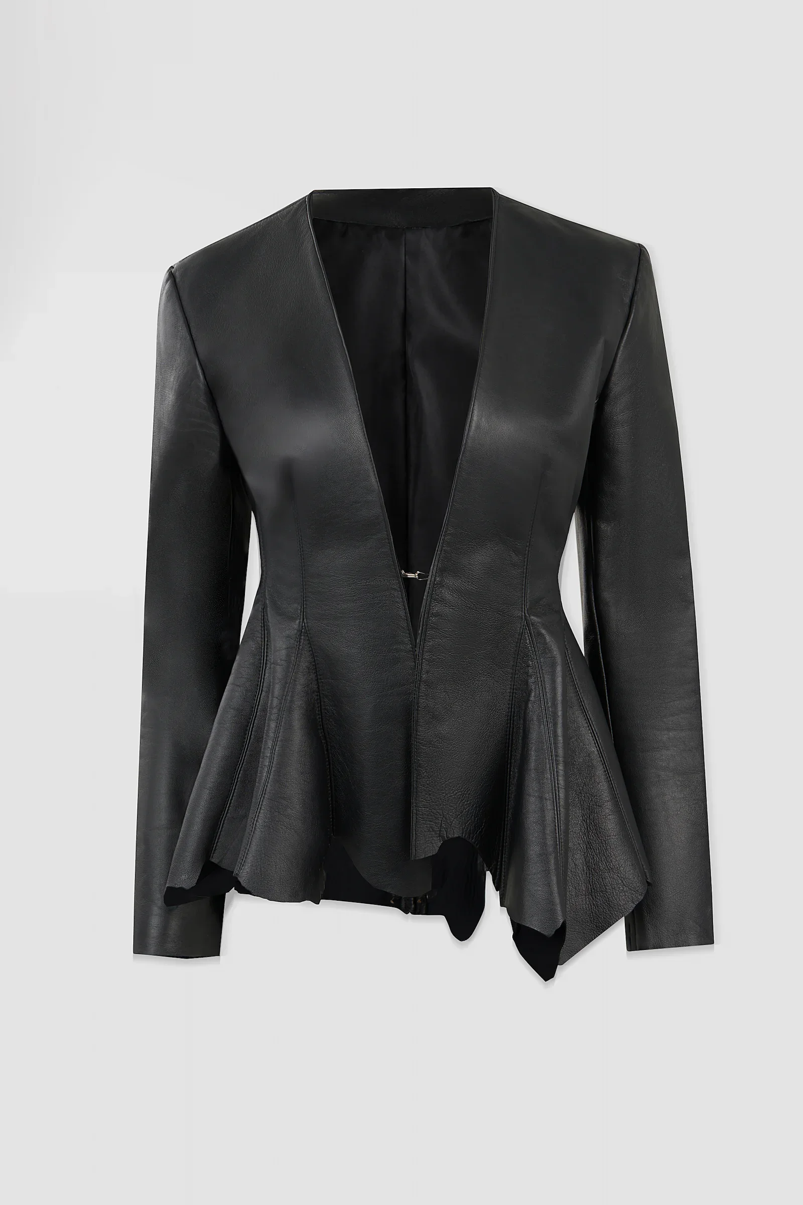 ‘Euryale’ Raw-Edge Leather Blazer