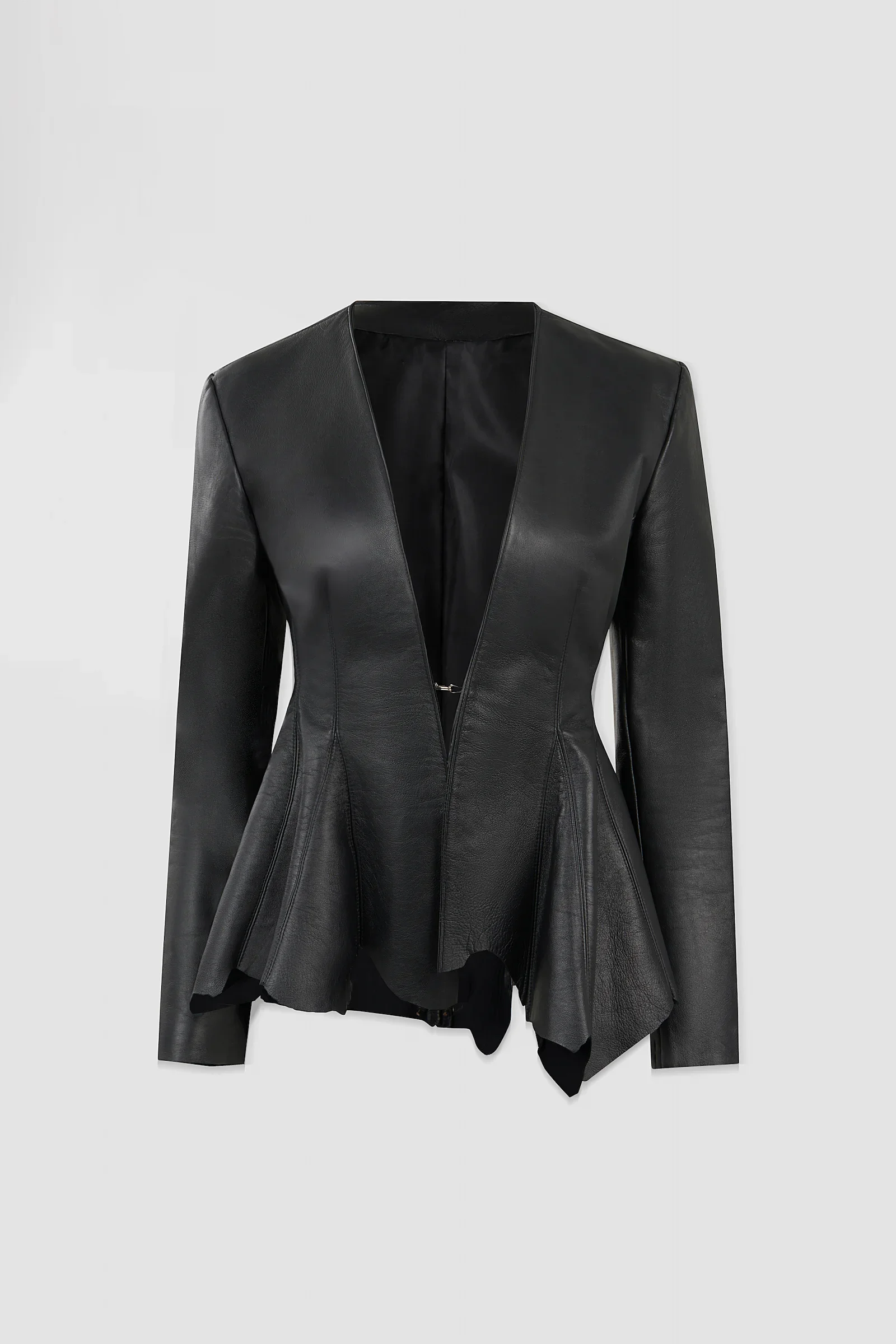 ‘Euryale’ Raw-Edge Leather Blazer