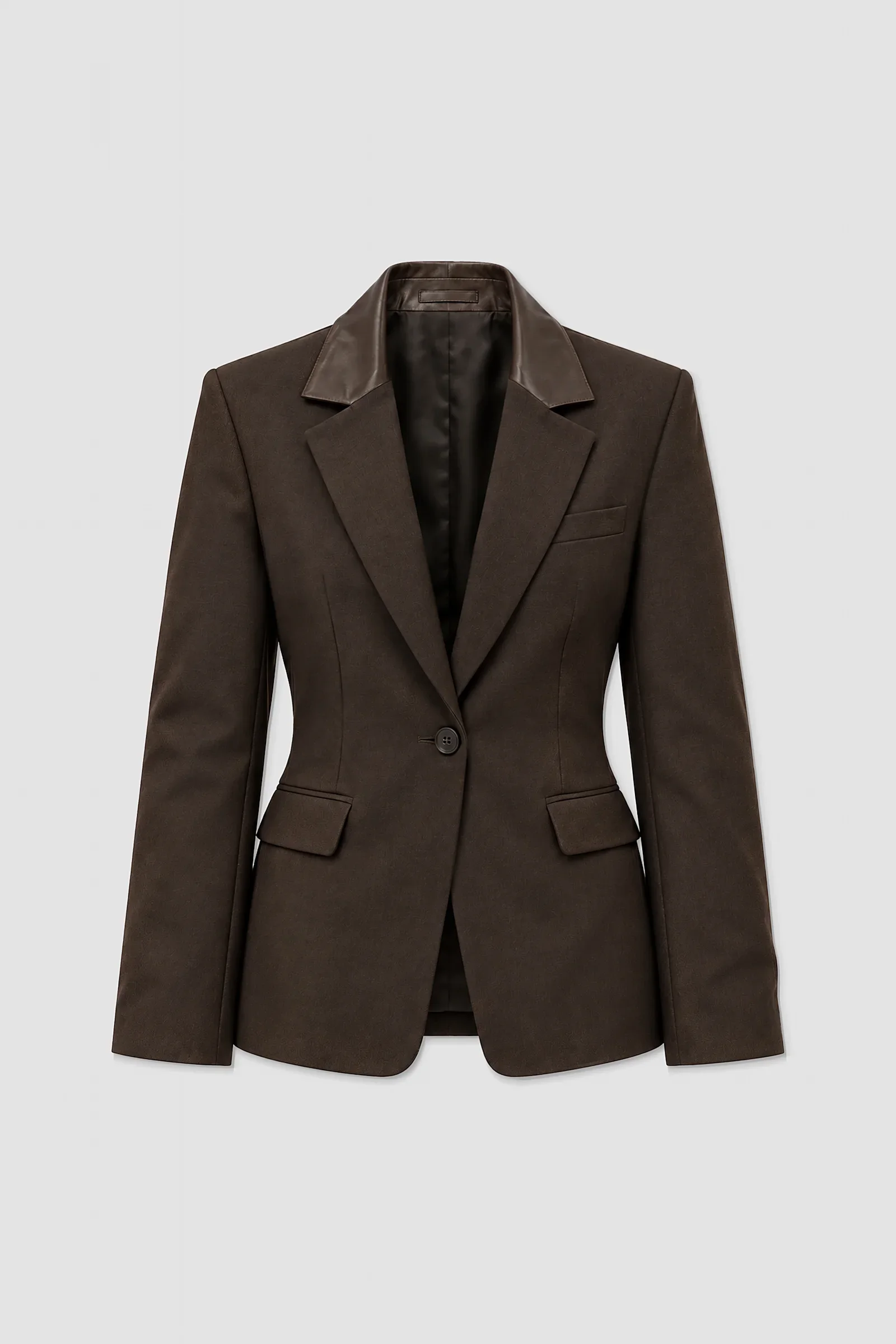 'Stheno' Brown Wool & Leather Blazer