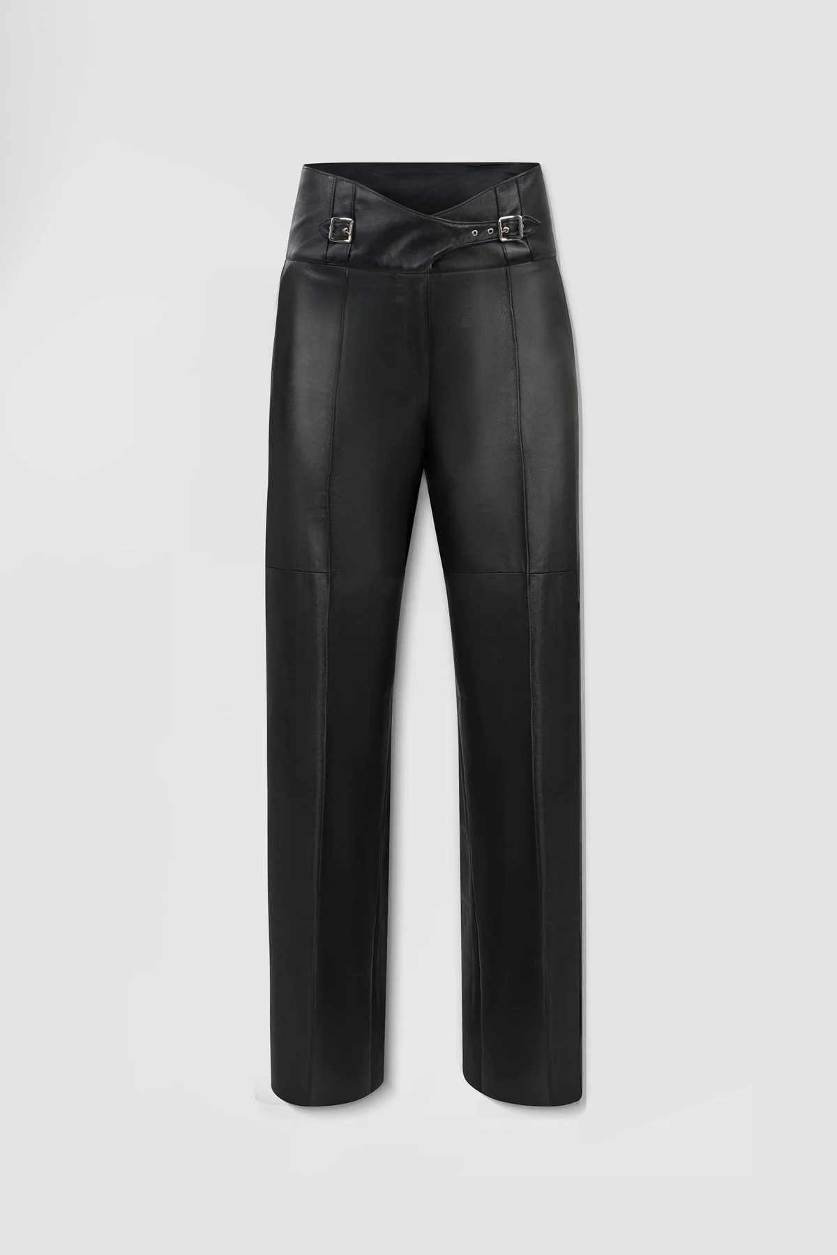 'Stheno' Crossover Leather Trousers