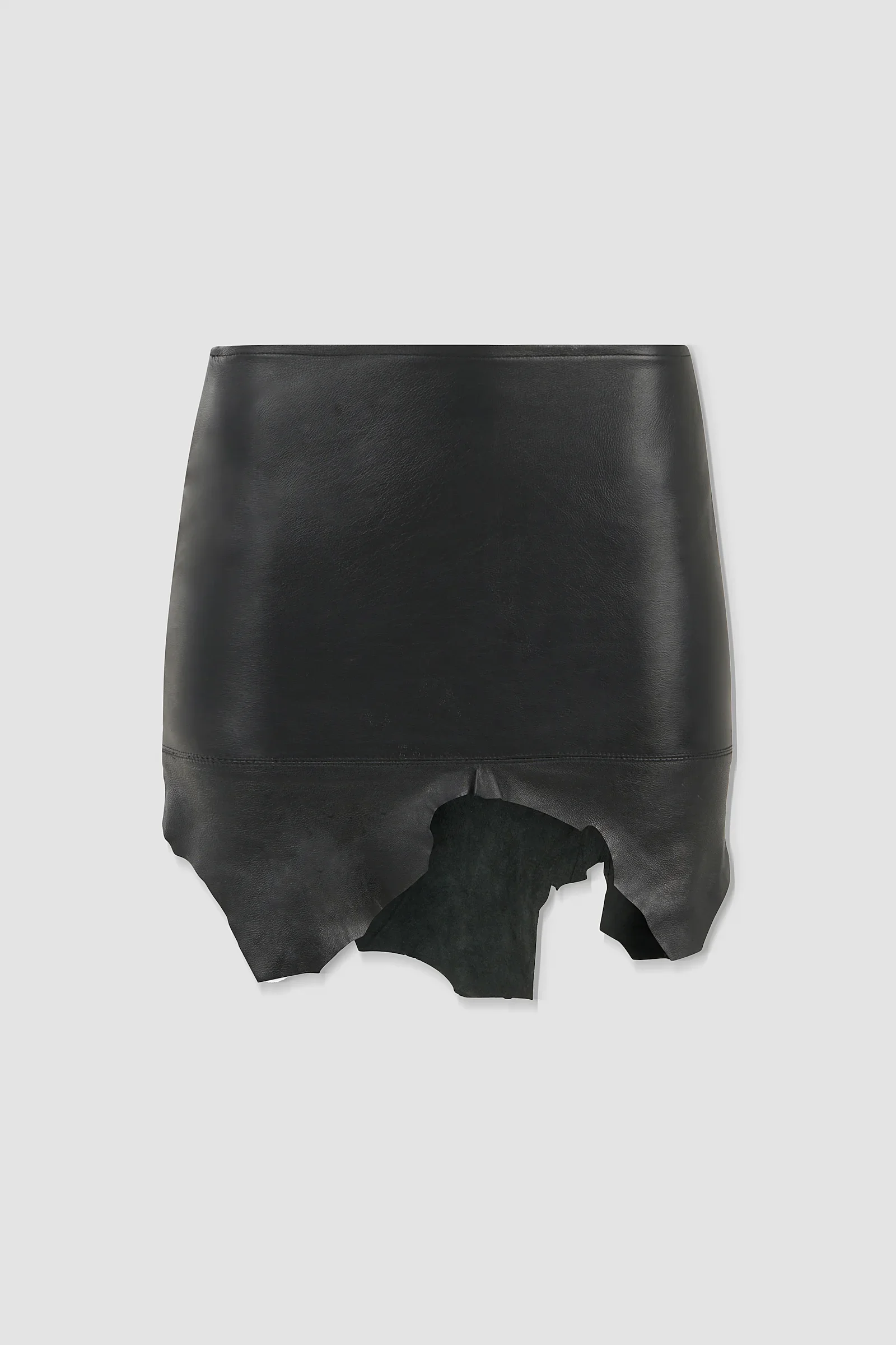 ‘Euryale’ Raw-Edge Leather Mini Skirt