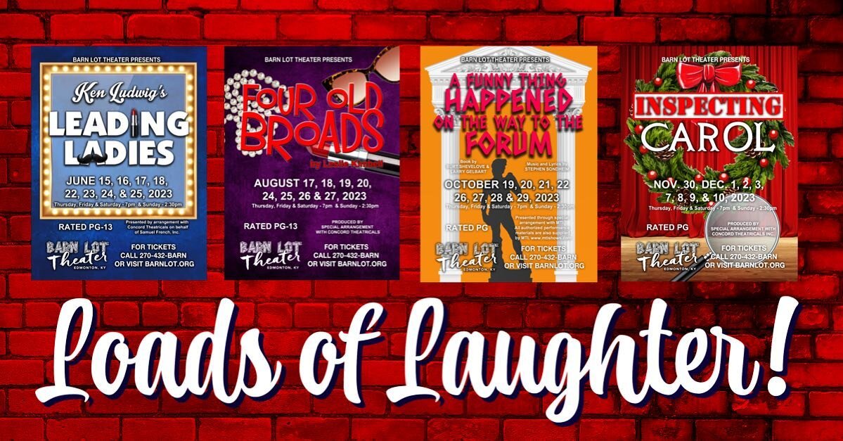 We still have have four great shows remaining as part of our 2023 Season! Tickets are available for all performances of Leading Ladies, Four Old Broads, A Funny Thing Happened on the Way to the Forum, and Inspecting Carol. Purchase tickets online any