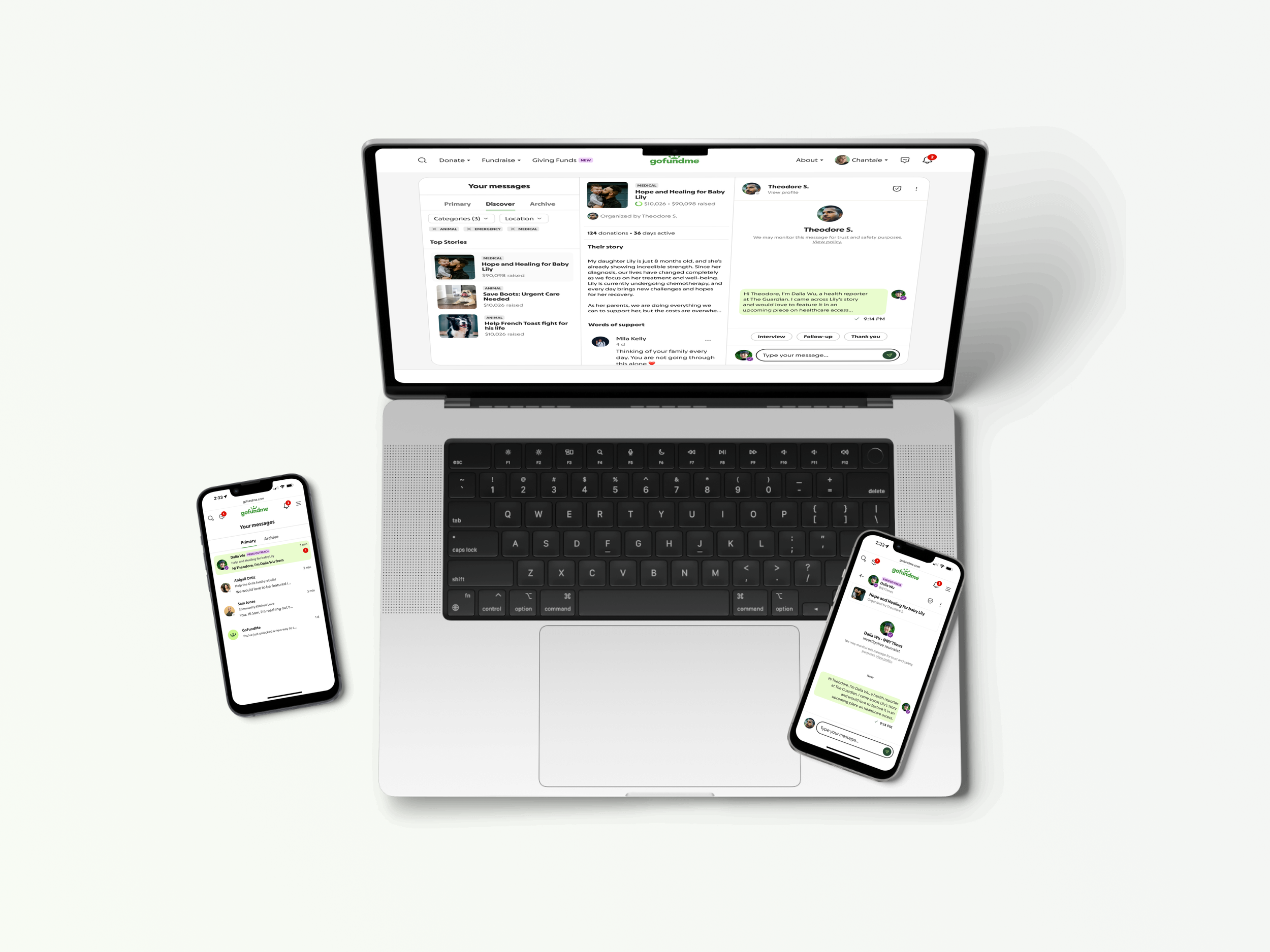 GoFundMe User-to-User Messaging