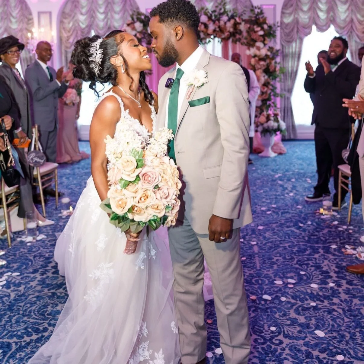 One year ago today, Neco &amp; Dejeun&eacute;e said &lsquo;I do&rsquo; surrounded by love, elegance, and unwavering faith. What began as plans for an outdoor ceremony quickly turned into a beautiful reminder that even when the rain falls, true love s