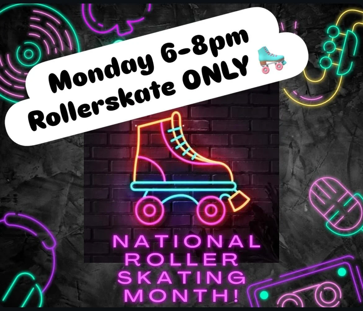 Monday OCTOBER 13th is our first fall Rollerskating only session!  Hope you can join us; short notice! 🛼🪩