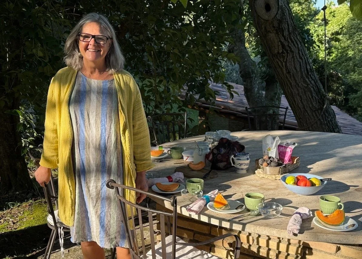 Charlotte Andrew at her Art in the Sabine Hills retreat space