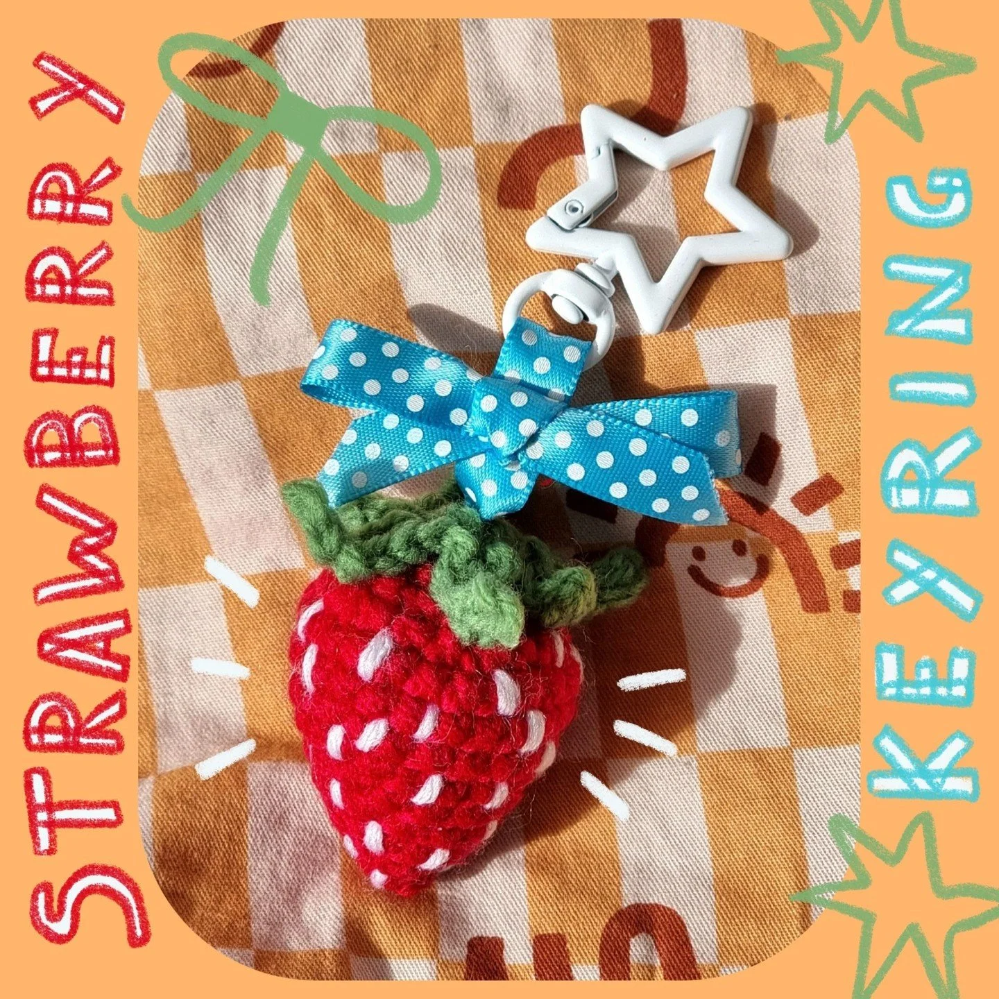I made the cutest little crochet strawberry keyring 🍓🤩