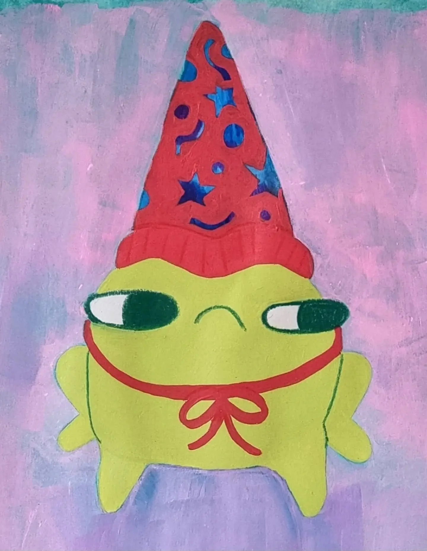 Sometimes I get a little TOO in my reference image or object, and I start to completely lose grip on my style. I really love when a painting looks like I made it because... well, I did make it 😂 it took me about 4 attempts to get this grumpy froggy 