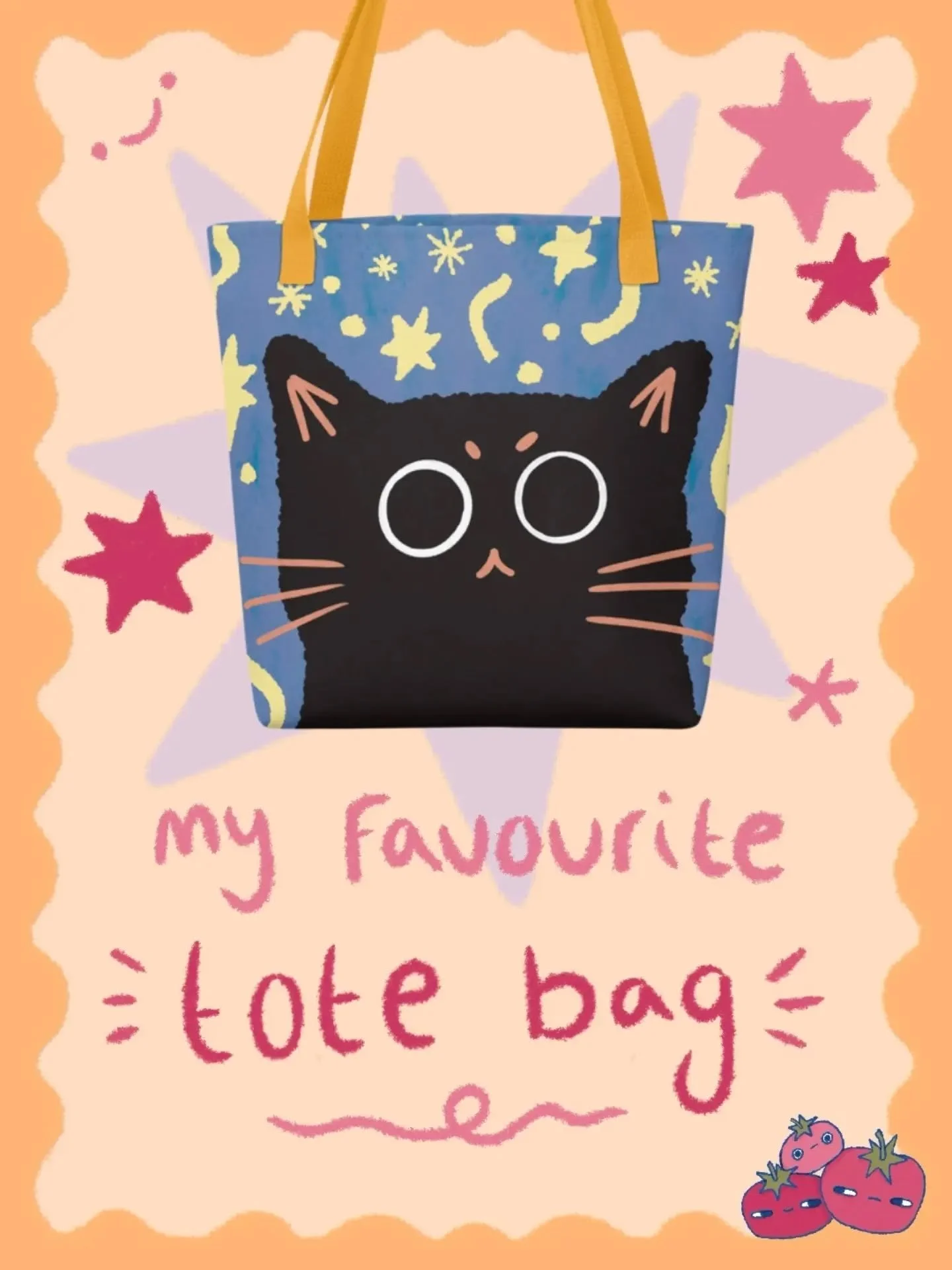 my favourite tote bag... is my ✨️ ma-cat-roni tote bag ✨️ 

I literally use it as much as I can, but it's mostly my library bag because it can hold quite a few books 😍 It's very sturdy and I love the colour and length of the handle (it doesn't hurt 