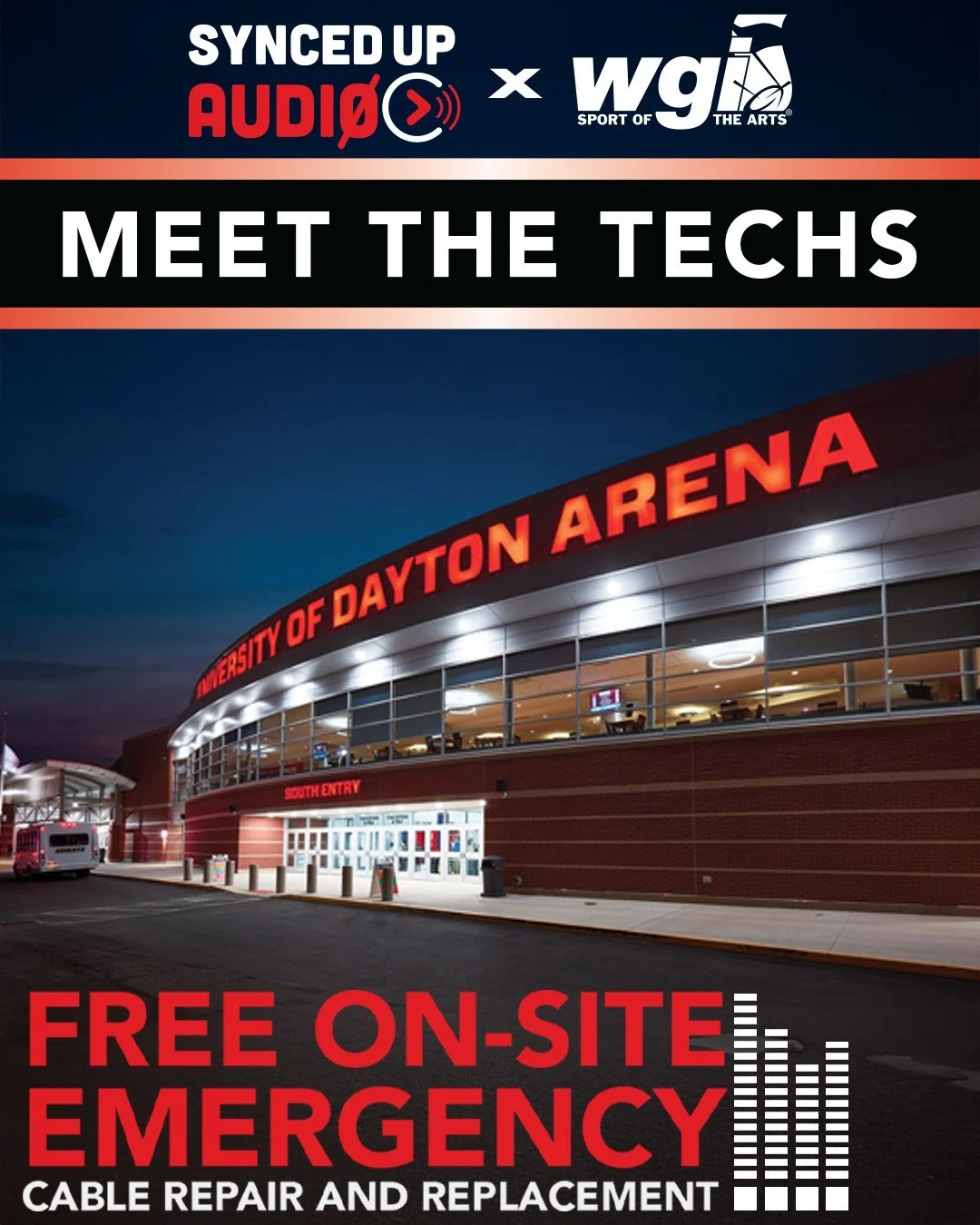 Meet the techs who are ready to help during WGI Percussion &amp; Winds Championships week!

Synced Up has partnered with some amazing brands to bring you this FREE service and support all WGI week long!

If you find yourself in a bind, needing a quic